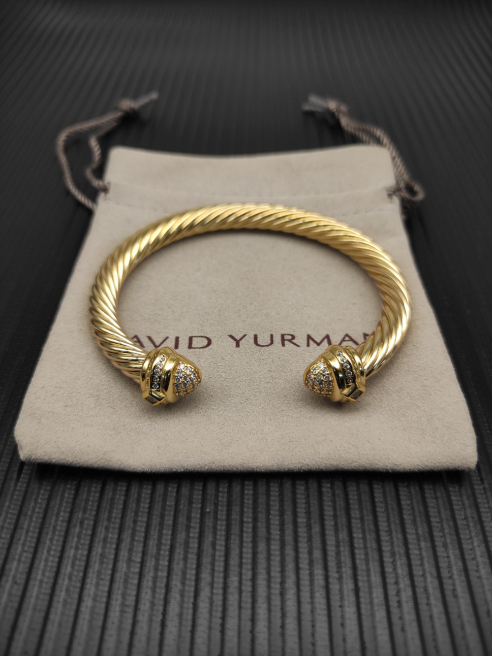David Yurman 7mm Oval Diamond-Studded Cable Bracelet